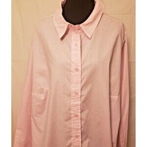 Women Within  Baby Pink Oversize Button Down Shirt Office Casual City 1X NWOT